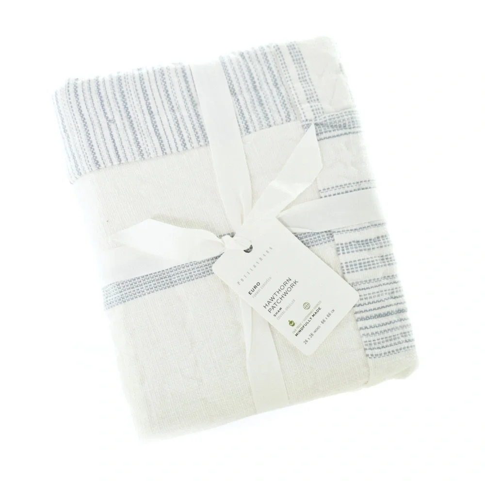 NWT Pottery Barn Hawthorn Handcrafted Patchwork Cotton Quilted Shams - (2) Euro